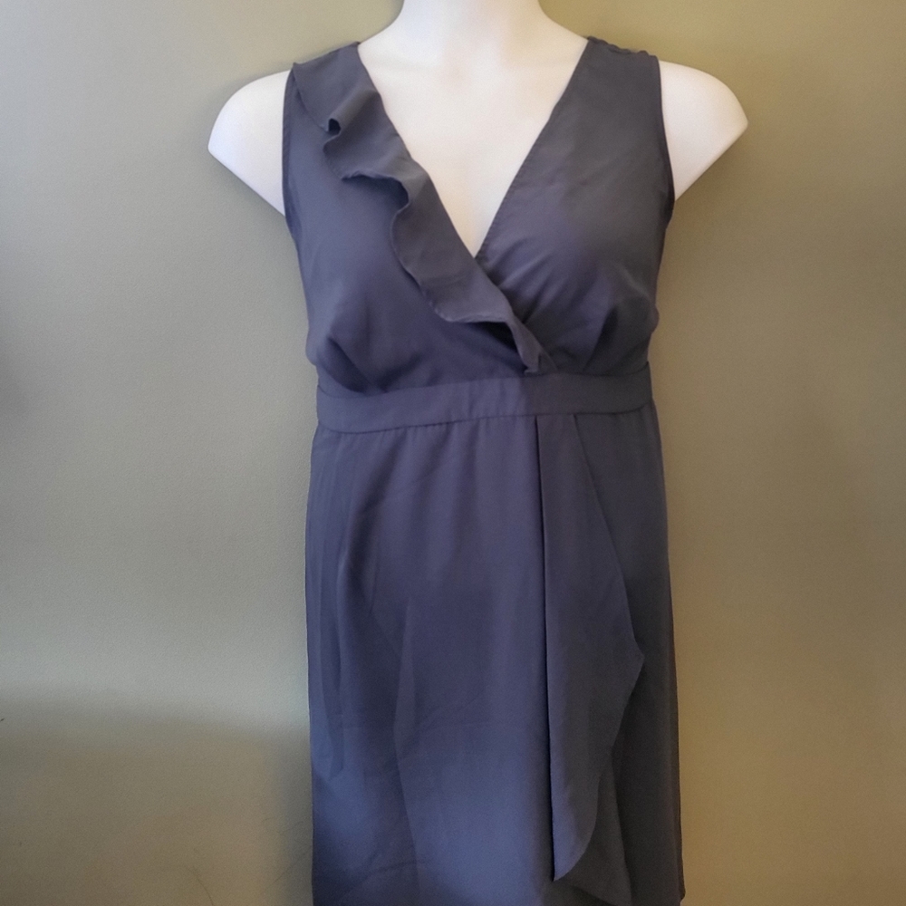 Motherhood Maternity, Large, Ruffled, Vneck, Half Zip, Faux Wrap, Purple, Dress